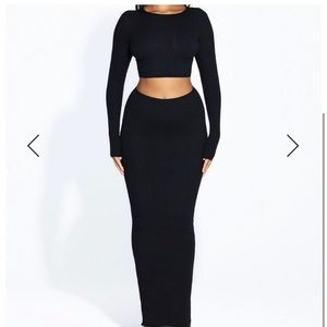 Black Naked Wardrobe Snatched Chic Skirt Set ( Size S)